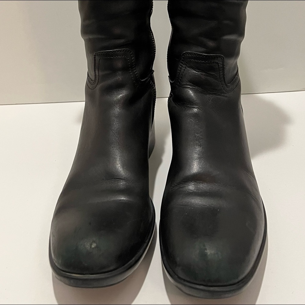 Prada Knee High Black Leather Zip Boots Size 7.5 - Picture 7 of 9